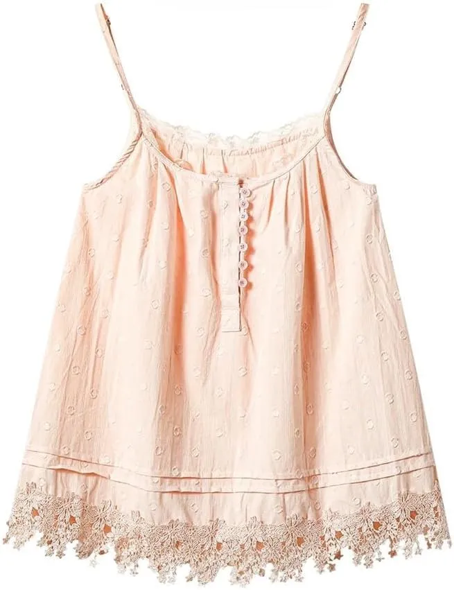 Women's Sweet Lace Hollow Cotton Camisole One-Shoulder Sleeveless Temperament Suspender