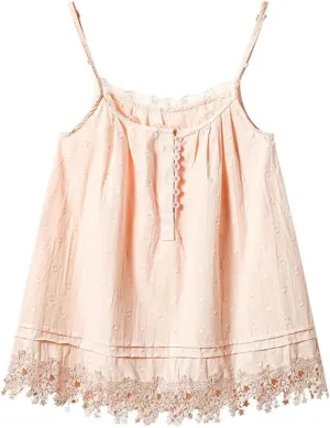 Women's Sweet Lace Hollow Cotton Camisole One-Shoulder Sleeveless Temperament Suspender
