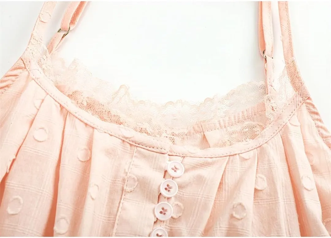 Women's Sweet Lace Hollow Cotton Camisole One-Shoulder Sleeveless Temperament Suspender