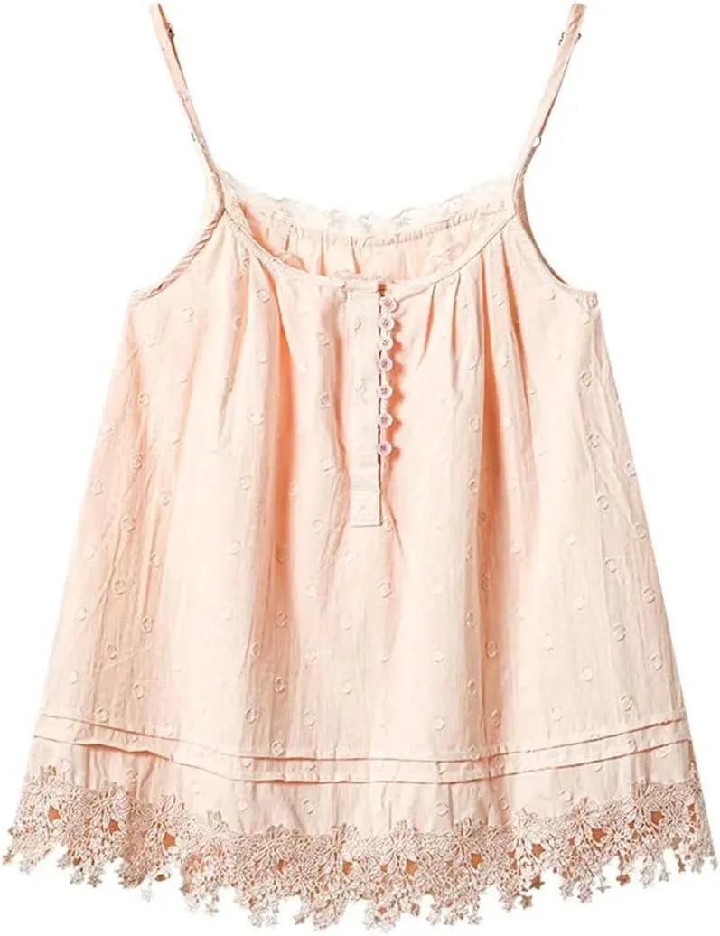 Women's Sweet Lace Hollow Cotton Camisole One-Shoulder Sleeveless Temperament Suspender