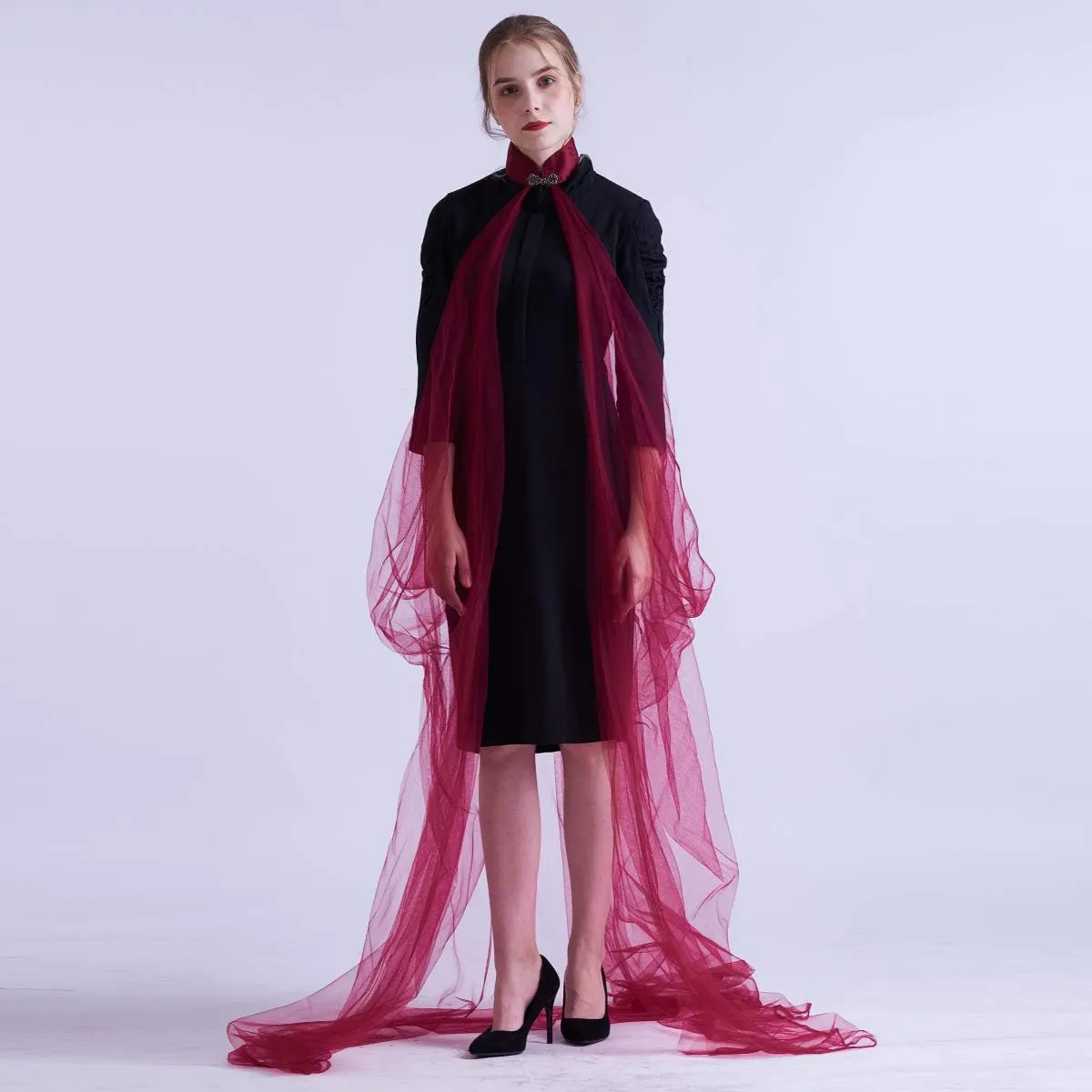 Women's Vintage Cape Coat Tulle Bridal Elven Cape, Forest Elf Queen Style
