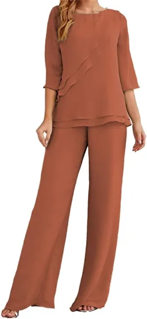 Women's Wedding Pant Suits Elegant Mother of The Bride Pant Suit Chiffon Pants Suits for Women