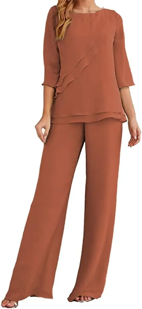 Women's Wedding Pant Suits Elegant Mother of The Bride Pant Suit Chiffon Pants Suits for Women