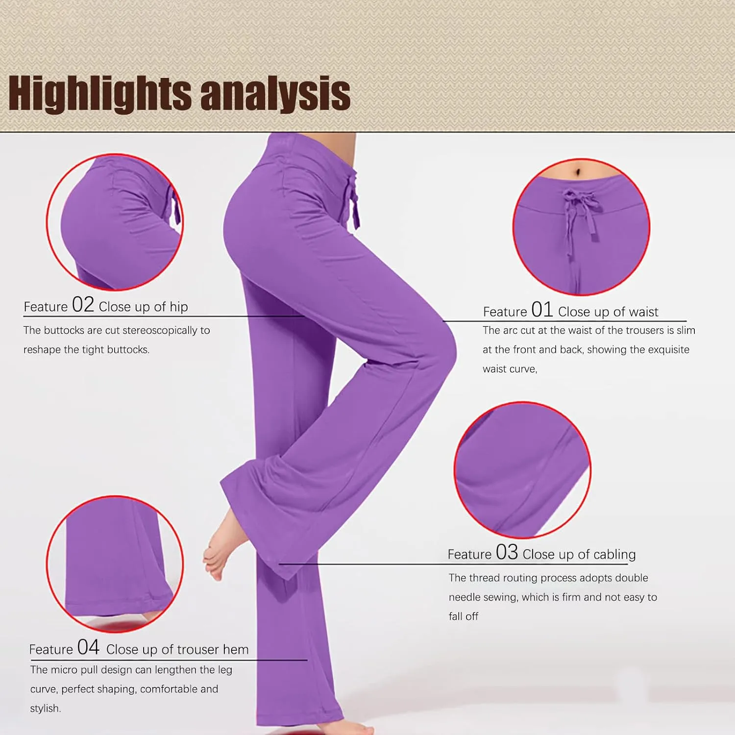 Women's Wide Leg Yoga Pants High Waist Drawstring Tummy Control Trousers Comfy Lounge Flare Pant Workout Leggings
