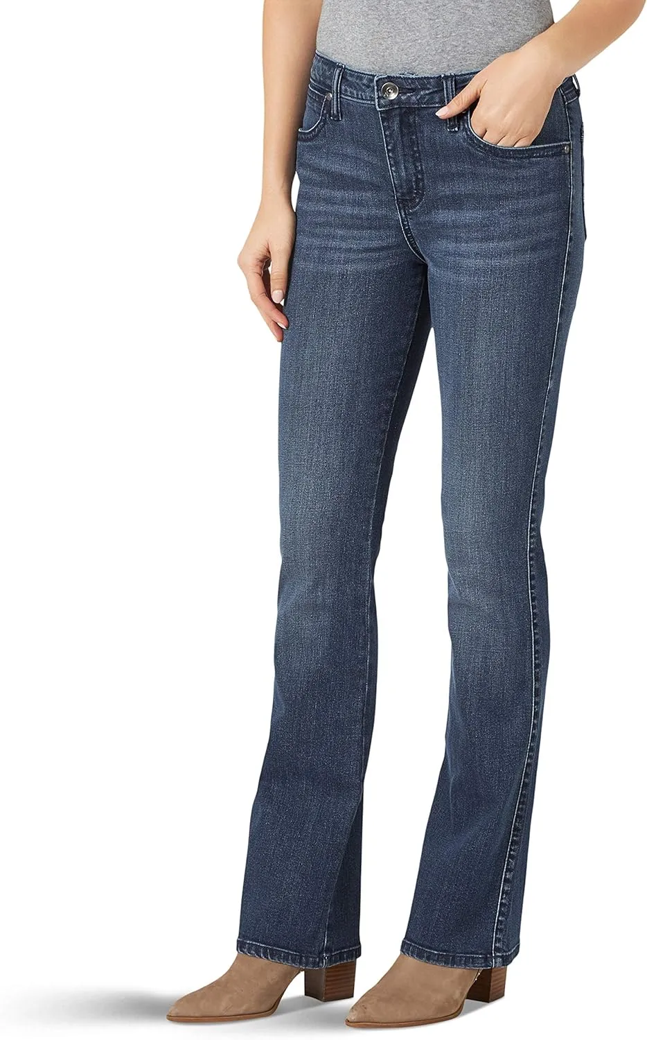 Wrangler Womens Aura Instantly Slimming Mid Rise Boot Cut Jean