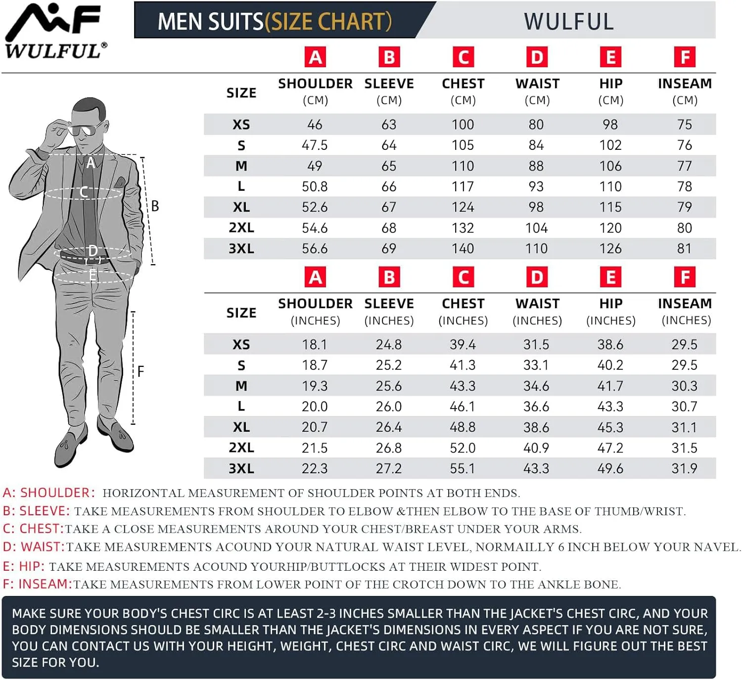 WULFUL Mens Slim Fit Suit One Button 3-Piece Blazer Dress Business Wedding Party Jacket Vest & Pant