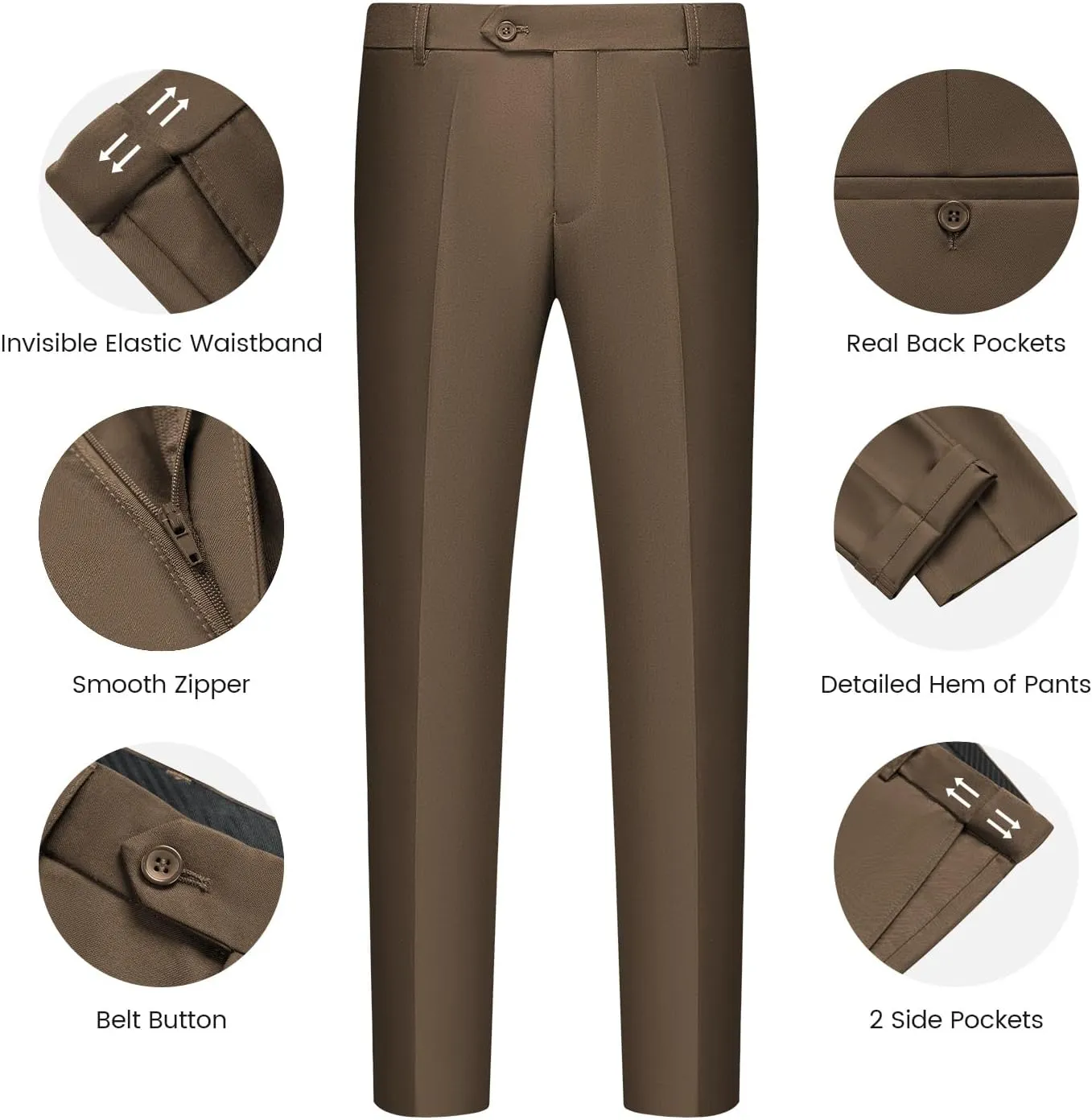 WULFUL Mens Slim Fit Suit One Button 3-Piece Blazer Dress Business Wedding Party Jacket Vest & Pant