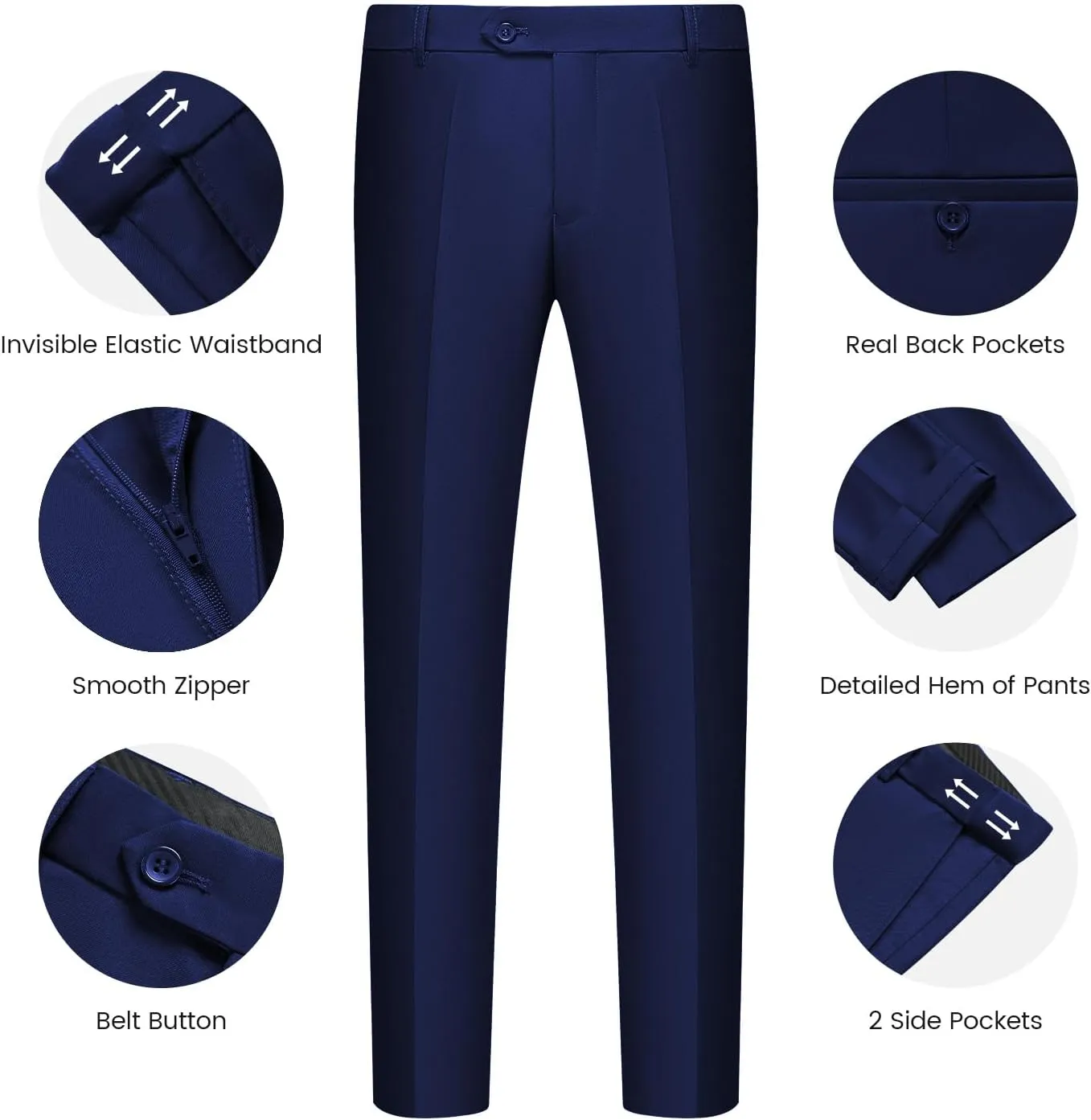 WULFUL Mens Slim Fit Suit One Button 3-Piece Blazer Dress Business Wedding Party Jacket Vest & Pant