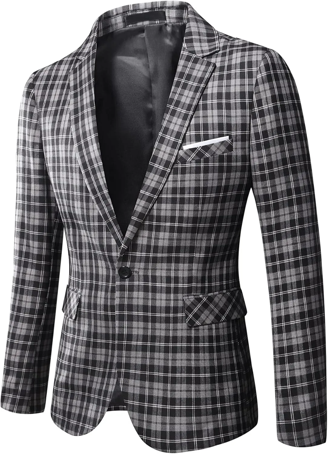 WULFUL Mens Slim Fit Suit One Button 3-Piece Blazer Dress Business Wedding Party Jacket Vest & Pant