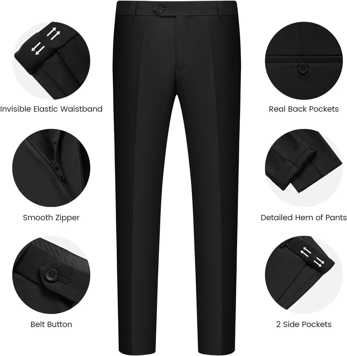 WULFUL Mens Slim Fit Suit One Button 3-Piece Blazer Dress Business Wedding Party Jacket Vest & Pant