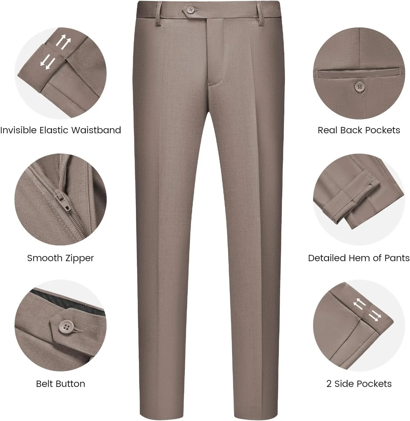WULFUL Mens Slim Fit Suit One Button 3-Piece Blazer Dress Business Wedding Party Jacket Vest & Pant