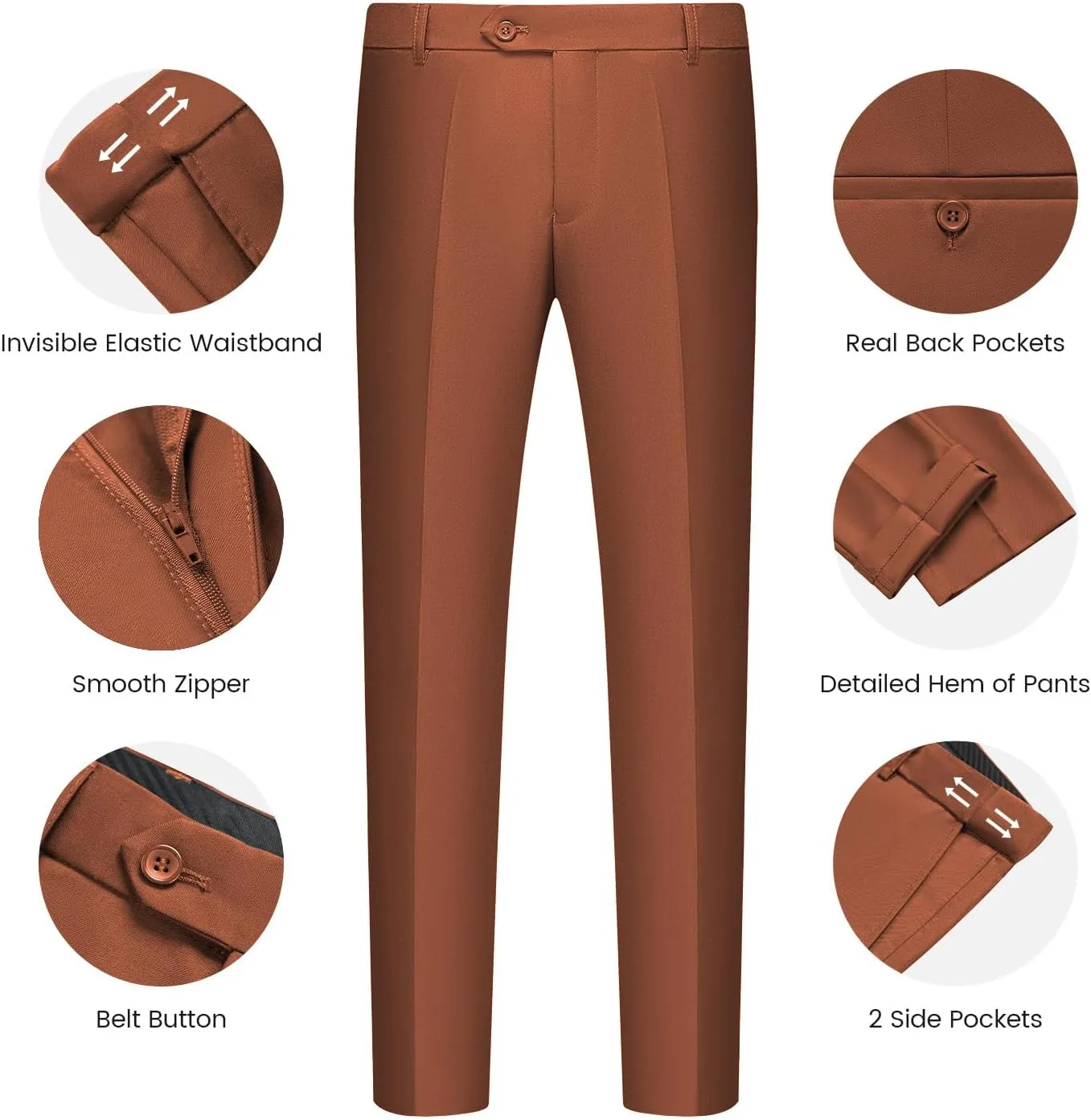 WULFUL Mens Slim Fit Suit One Button 3-Piece Blazer Dress Business Wedding Party Jacket Vest & Pant
