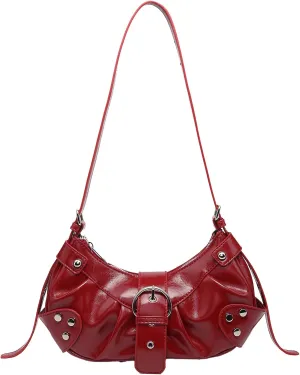 Y2k Purses for Women PU Leather Retro Tote Bag Hobo Bag Shoulder Bag Satchel Cool Motorcycle Bag 2024