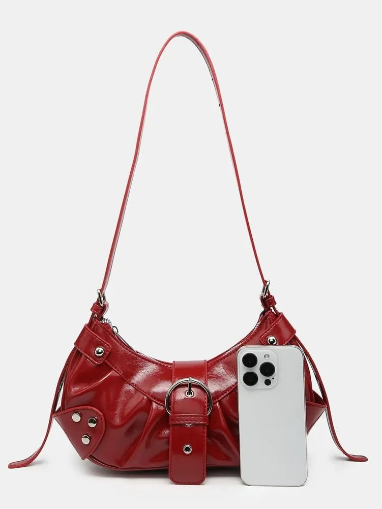 Y2k Purses for Women PU Leather Retro Tote Bag Hobo Bag Shoulder Bag Satchel Cool Motorcycle Bag 2024