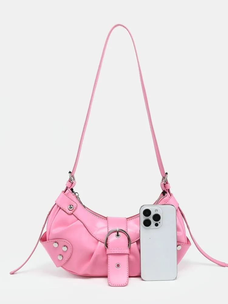 Y2k Purses for Women PU Leather Retro Tote Bag Hobo Bag Shoulder Bag Satchel Cool Motorcycle Bag 2024