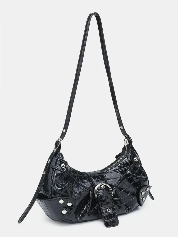 Y2k Purses for Women PU Leather Retro Tote Bag Hobo Bag Shoulder Bag Satchel Cool Motorcycle Bag 2024