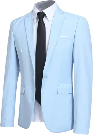 YFFUSHI Men' Slim Fit Casual Blazer One Button Lightweight Suit Jacket Business Party Sport Coat
