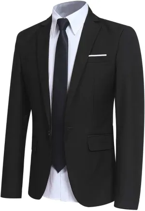YFFUSHI Men' Slim Fit Casual Blazer One Button Lightweight Suit Jacket Business Party Sport Coat