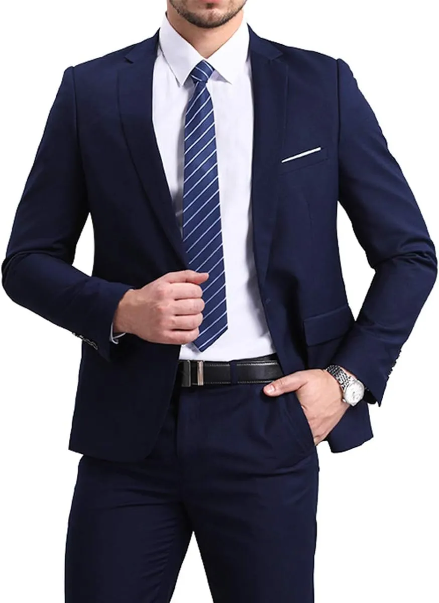 YFFUSHI Men' Slim Fit Casual Blazer One Button Lightweight Suit Jacket Business Party Sport Coat