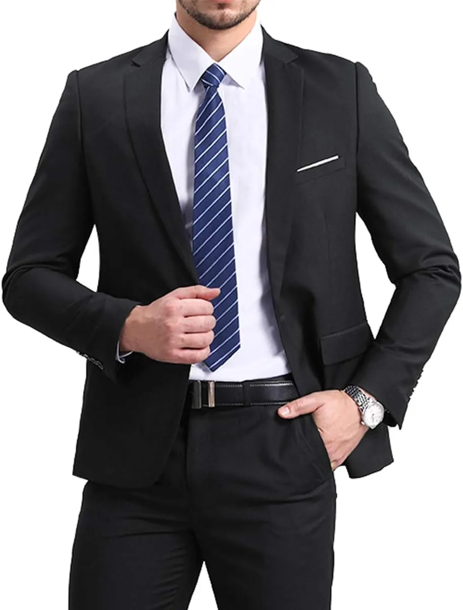 YFFUSHI Men' Slim Fit Casual Blazer One Button Lightweight Suit Jacket Business Party Sport Coat