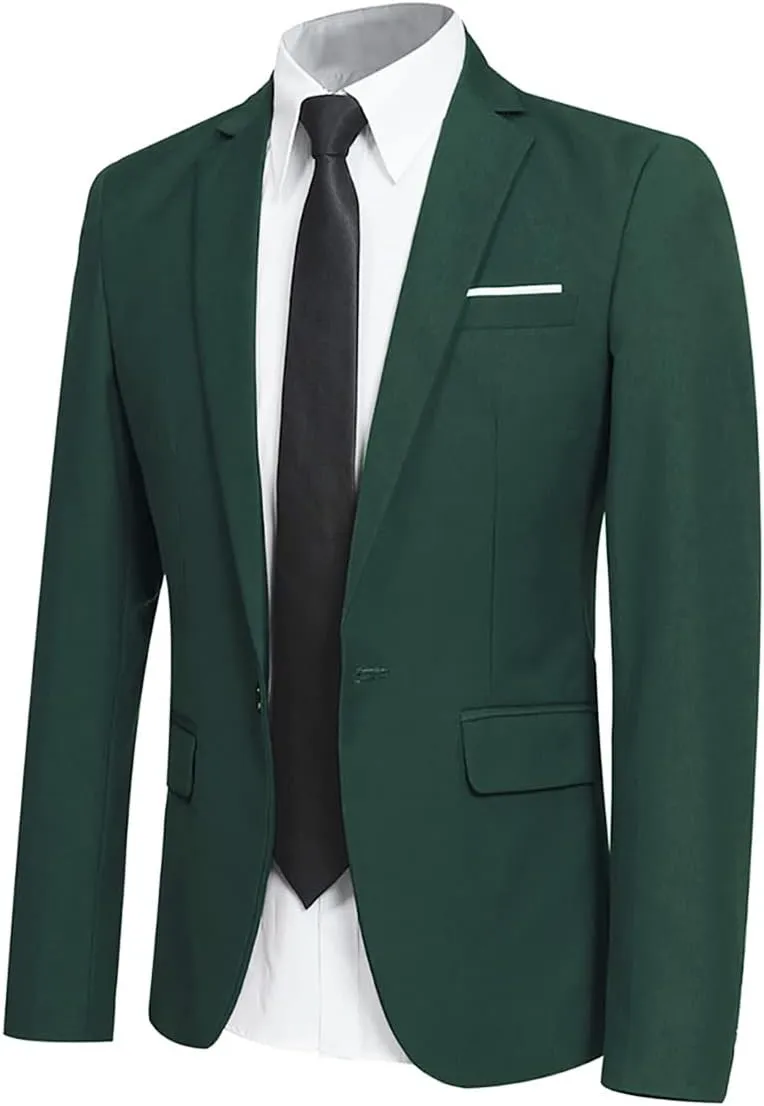 YFFUSHI Men' Slim Fit Casual Blazer One Button Lightweight Suit Jacket Business Party Sport Coat