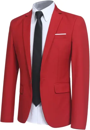 YFFUSHI Men' Slim Fit Casual Blazer One Button Lightweight Suit Jacket Business Party Sport Coat