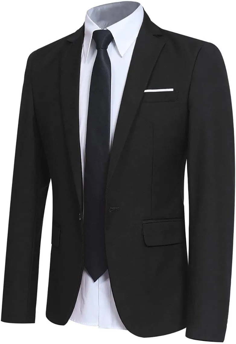 YFFUSHI Men' Slim Fit Casual Blazer One Button Lightweight Suit Jacket Business Party Sport Coat