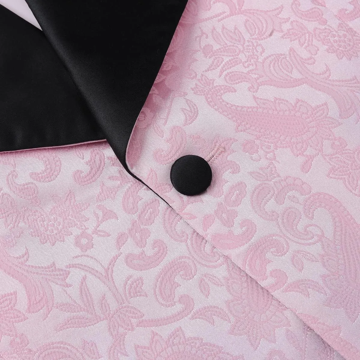 YFFUSHI Men's 2 Piece Jacquard Suits Tuxedo 1 Button Shawl Collar Party Dinner Wedding Suit