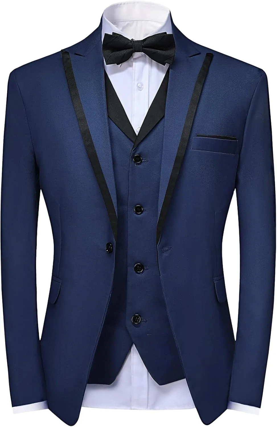 YFFUSHI Men's 3 Piece Suit Slim Fit Notched Lapel One Button Solid Jacket Vest Pants