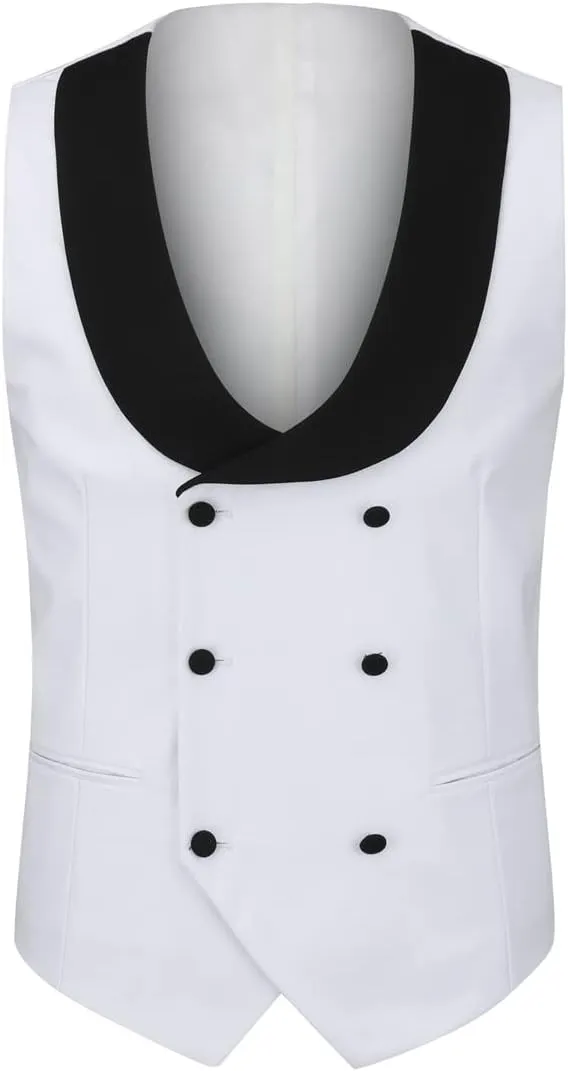YFFUSHI Men's 3 Piece Suit Slim Fit One Button Prom Suits Set Blazer Vest Trousers
