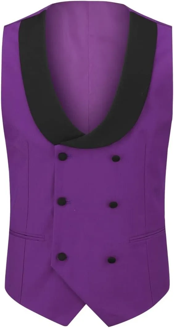 YFFUSHI Men's 3 Piece Suit Slim Fit One Button Prom Suits Set Blazer Vest Trousers