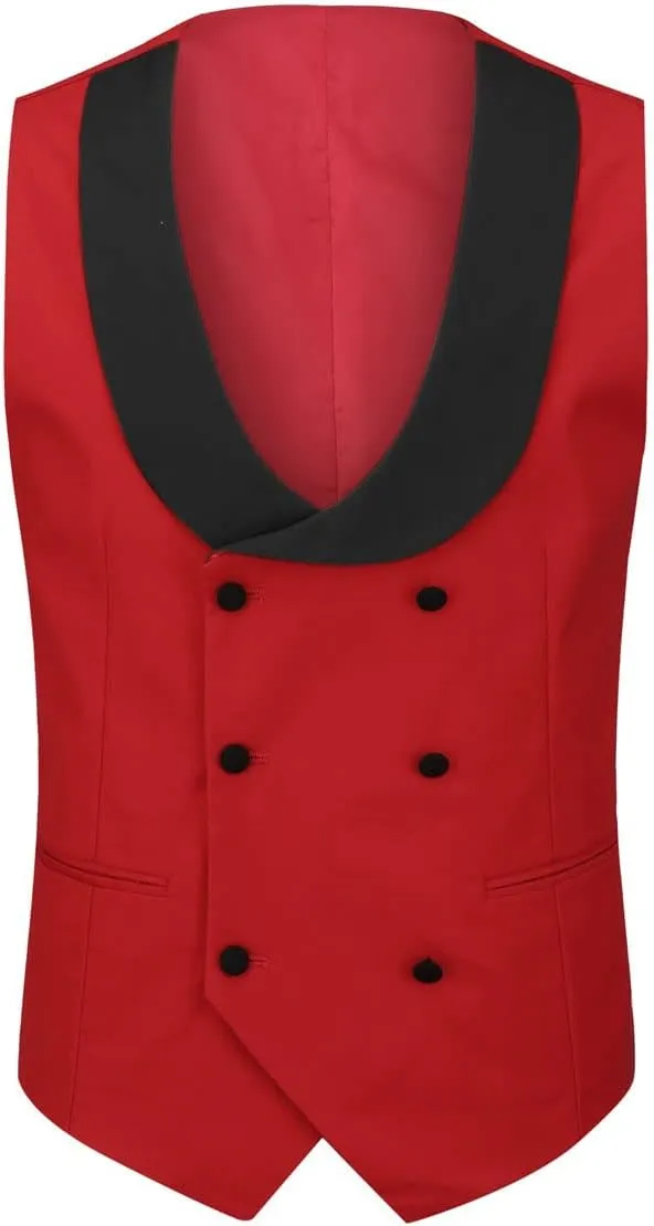 YFFUSHI Men's 3 Piece Suit Slim Fit One Button Prom Suits Set Blazer Vest Trousers