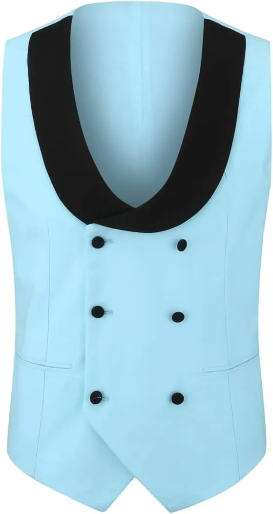 YFFUSHI Men's 3 Piece Suit Slim Fit One Button Prom Suits Set Blazer Vest Trousers