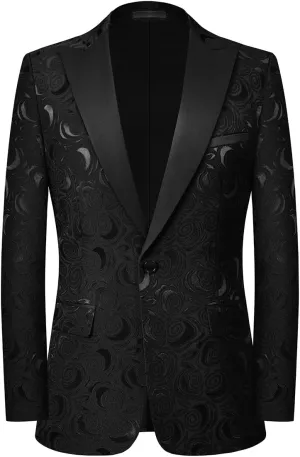 YFFUSHI Men's Notched Lapel Tuxedo Suit Jacket One Button Blazer for Wedding Prom Dinner Party