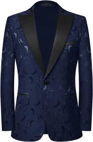 YFFUSHI Men's Notched Lapel Tuxedo Suit Jacket One Button Blazer for Wedding Prom Dinner Party