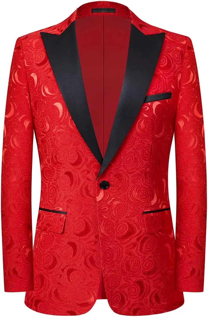 YFFUSHI Men's Notched Lapel Tuxedo Suit Jacket One Button Blazer for Wedding Prom Dinner Party