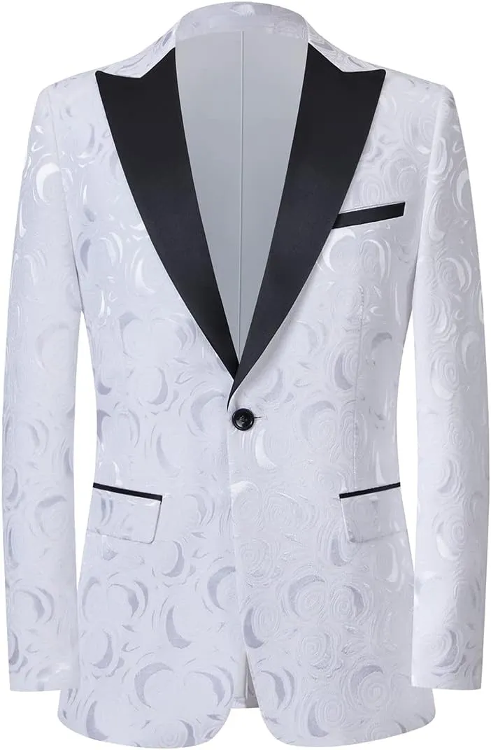 YFFUSHI Men's Notched Lapel Tuxedo Suit Jacket One Button Blazer for Wedding Prom Dinner Party