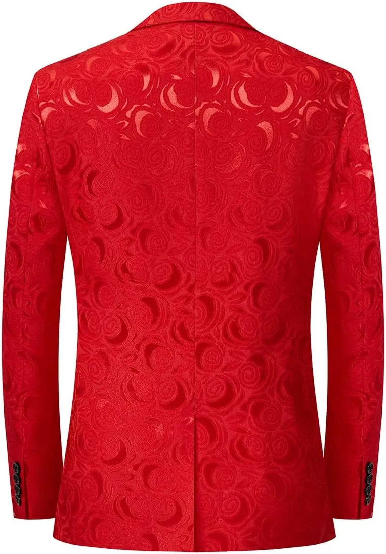 YFFUSHI Men's Notched Lapel Tuxedo Suit Jacket One Button Blazer for Wedding Prom Dinner Party