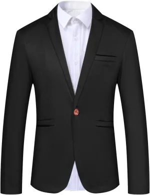 YFFUSHI Mens Slim Fit Sport Coat Casual One Button Solid Color Jacket Blazer