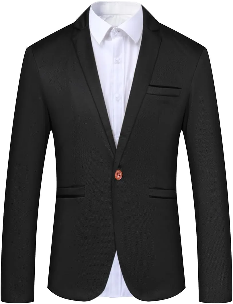 YFFUSHI Mens Slim Fit Sport Coat Casual One Button Solid Color Jacket Blazer