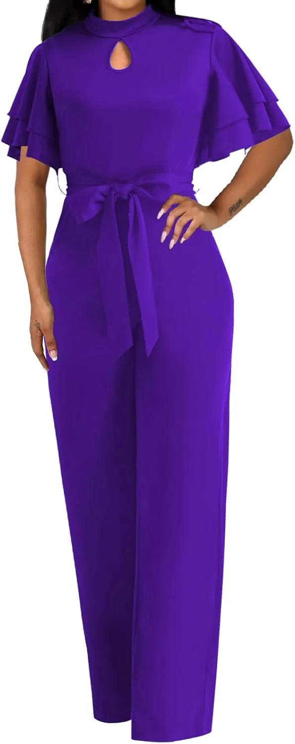 Yiershu Elegant Jumpsuits for Women Dressy Formal Long Straight Pants Wedding Guest Business Jumpsuit