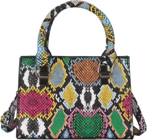 ZLM BAG US Women Mini Top Handle Bag Snakeskin Print Leather Crossbody Shoulder Bag Zipper Satchel Purse
