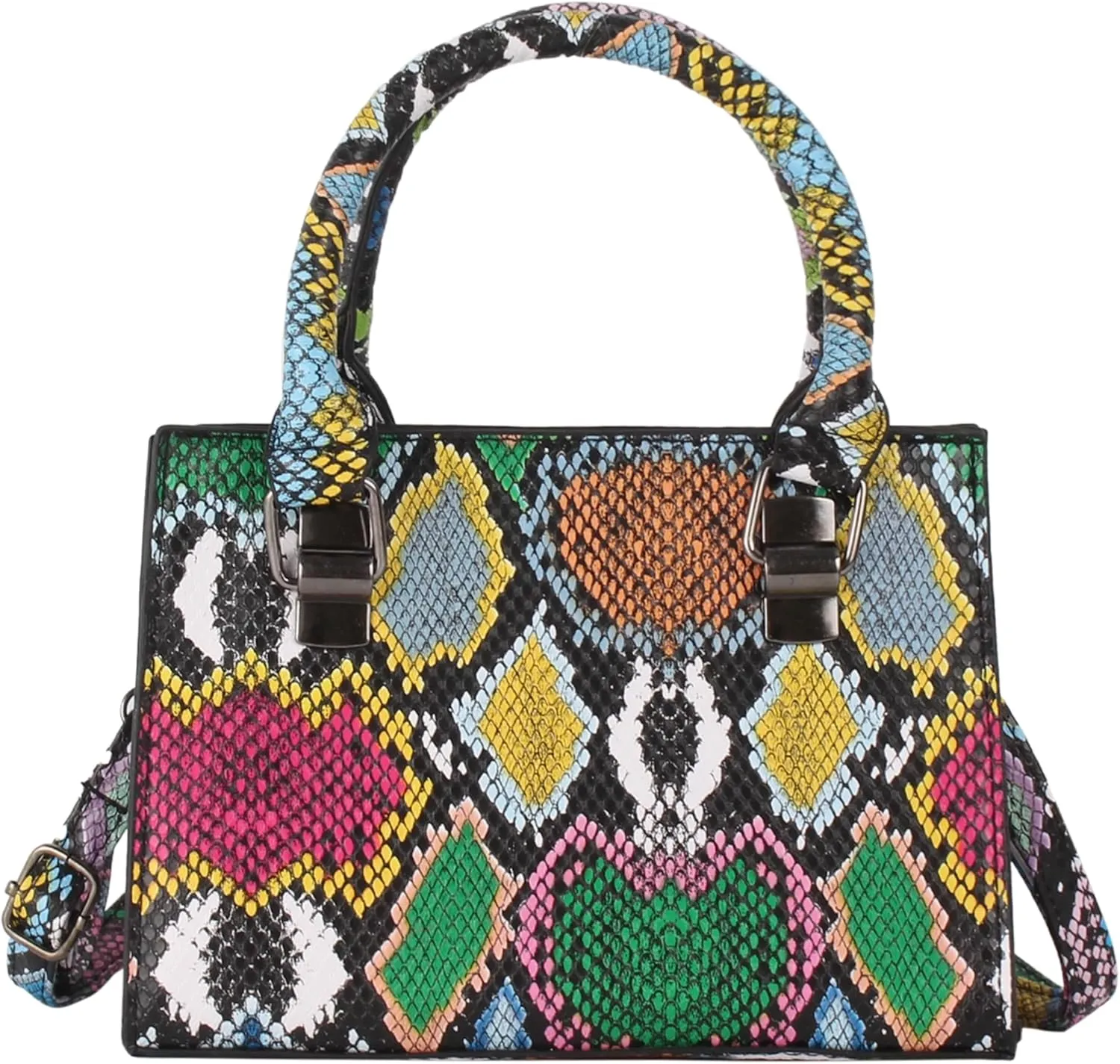 ZLM BAG US Women Mini Top Handle Bag Snakeskin Print Leather Crossbody Shoulder Bag Zipper Satchel Purse