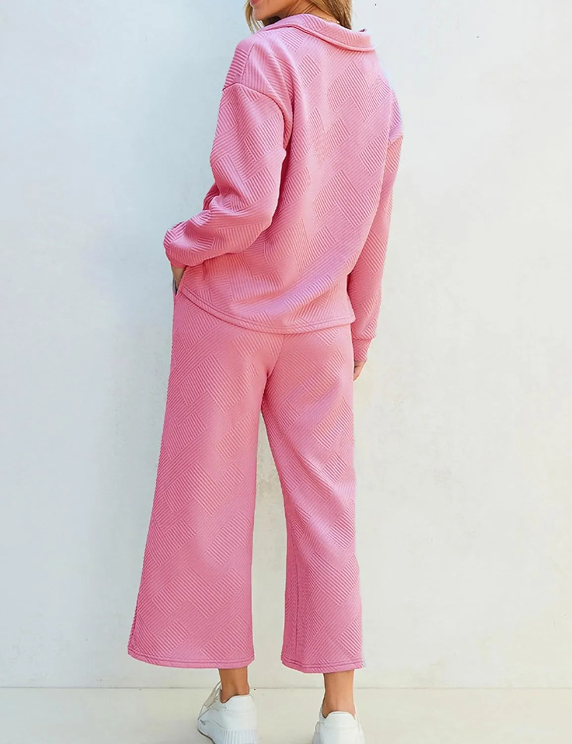 Zontroldy Women's 2 Piece Sets Fall Outfits Pollever Sweatshirt Wide Leg Pants Matching Set Tracksuit
